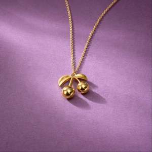 Hallmarked Silver Sweet Cherry Gold Plated Pendant for Women - Product Image 1