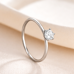 Anillo de compromiso de oro blanco de 14K con diamante solitario de corte redondo cultivado en laboratorio, color DEF, claridad VS VVS, joyería fina al por mayor - Product Image 2