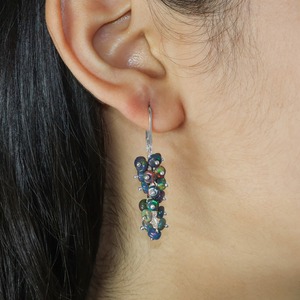 925 Sterling Silver Black <b>Opal</b> Cluster Drop <b>Earrings</b> Beaded Dangle Trendy Gift Jewelry for Women Party Wedding Anniversary - Product Image 3