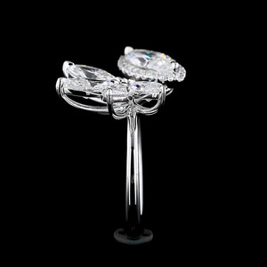 Bague Papillon en Diamant Marquise de Synthèse avec Halo, Or 10K 14K 18K, Argent 925 935, Bijoux de Luxe Personnalisés pour Anniversaire et Mariage - Product Image 3