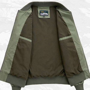 Blouson bomber pour homme, veste décontractée coupe-vent à fermeture éclair, col montant, couleur unie, automne - Product Image 6