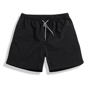 Men's <b>Black</b> Quick Dry Board Shorts Elastic Waist Drawstring Casual Swim <b>Trunks</b> Solid Color Woven Polyester Fabric - Product Image 1