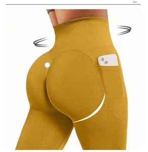 Wholesale Quick Dry High Waist Running Scrunch Butt Seamless Yoga Pants Solid Color Fitness Tight Slim Women Sports Leggings - Product Image 2