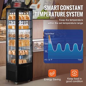 Vetrina Refrigerata Commerciale Grande da 9,8 Cu.Ft./278L con Illuminazione LED e 5 Ripiani in Vetro per Pasticceria - Product Image 4
