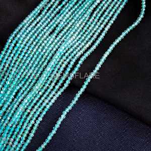 Cuentas redondas microfacetadas de apatita azul natural de 2 mm, cuentas de apatita azul con corte de diamante para la fabricación de joyas, gemas sueltas facetadas al por mayor. - Product Image 1