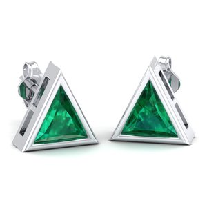 REYES Pendientes de Plata de Ley 925 con Moissanita, Diseño de Moda, Oro Blanco de 14K, Esmeralda, Joyería Hecha a Mano, Regalos para Mujer - Product Image 1