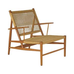 Chaise de salle à manger en teck design avec dossier et assise en corde tressée, imperméable et écologique, durable pour les intérieurs de cafés élégants - Product Image 5