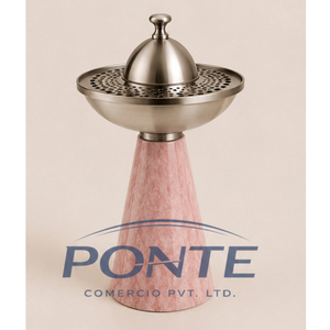 Quemador de Incienso de Mármol Rosa de Lujo con Tapa Metálica, Mabkhara Árabe Moderna Hecha a Mano, Incienso de Oud Aromático, Elegante para Primavera/Verano - Product Image 1