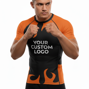 เสื้อรัดกล้ามเนื้อแขนสั้นผ้าสแปนเด็กซ์สำหรับฝึกซ้อม MMA ผลิตตามสั่งจากโรงงาน OEM ป้องกันแสงแดด ซักได้ เนื้อผ้ารัดรูปสำหรับพายเรือ - Product Image 1