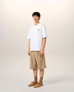 Camiseta Blanca de Algodón para Hombre, Corte Regular, con Estampado de Letras en la Parte Delantera, Cuello Redondo, Manga Corta, Estilo Jersey - Product Image 2