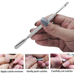 Pousse-cuticules russes en acier inoxydable à bords tranchants, finition brillante, pour nail art - Product Image 6