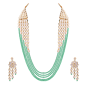 Indian Stylish Layered Pearl Rani Haar Long Kundan Necklace Zircon Alloy Jewellery Set Wedding Engagement Party Gift Hiphop Gold - Product Image 2