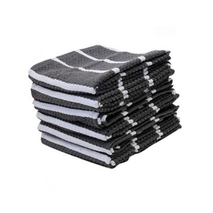 Solid Blue Striped Broad Embroidered Custom Premium Coffee <b>Machine</b> Special Rag Water Absorbing Cleaning Square Dish Towel Sets - Product Image 3