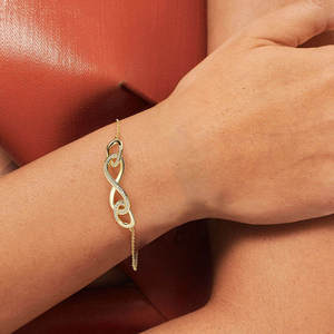 Women's 925 Silver Gold Plated <b>Infinity</b> <b>Bracelet</b> With Crystal Rhinestones Channel Set Classic Chain Link Design Everyday Wear - Product Image 4