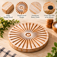 Sous-plats ronds modernes en bois pour plats chauds, support de casserole antidérapant, tapis résistant à la chaleur pour casseroles et poêles, 8 pouces, style shabby chic blanc
