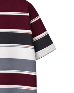 Camiseta Personalizada a Rayas Borgoña para Hombre, Cuello Redondo, Manga Corta, Informal, Verano, Estilo Urbano, Fabricante y Proveedor OEM - Product Image 6