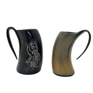 Ensemble de 2 mugs en corne naturelle Viking, écologiques et faits à la main, pour boire de la bière, du vin ou du mead lors de fêtes - Product Image 4