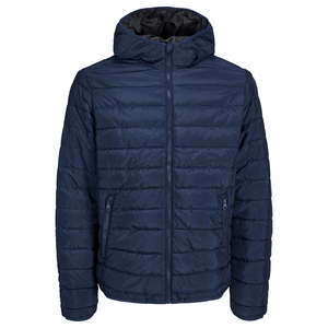 Chaqueta Acolchada con Capucha Azul Marino para Hombre 2026, con Cierre de Cremallera, Resistente al Viento, Acolchada, Informal, de Invierno, Corte Regular, Material de Poliéster - Product Image 1