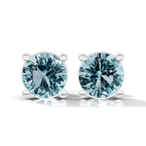 Heerani Jewels Natural Round Brilliant Cut Prong <b>Set</b> Aquamarine Stud <b>Earrings</b> in 925 <b>Sterling</b> <b>Silver</b> Classic Women's Jewelry - Product Image 2