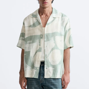 Chemise hawaïenne à manches courtes boutonnée à imprimé floral de haute qualité pour hommes - Product Image 1