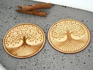 Premium <b>Tree</b> Design Engraved Coaster Ideal For Resin Cafe <b>Tabletop</b> Drink Protection And Natural Home Styling From India - Product Image 6