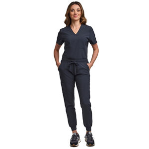 Uniformes médicaux unisexes en denim tricoté à manches courtes personnalisés The Fabric Studio pour hôpitaux, spas et cliniques - Product Image 6