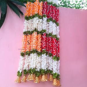 Traditional <b>Artificial</b> Mogra Gajra With Jasmine Garlands 100% Handmade with <b>Gold</b> Bells for Wedding Festival - Product Image 2