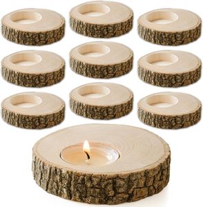 ที่วางเทียนทีไลท์ไม้ - ของขวัญขอบคุณน่ารัก 10 ชิ้น เหมาะสำหรับของชำร่วยงานแต่งงาน ของตกแต่งสไตล์เรียบง่าย และงานปาร์ตี้ - Product Image 1