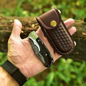 Couteau de poche pliant Damas le plus vendu, OEM, fait main, forgé, personnalisable, qualité industrielle, corne de bélier, pour camping en extérieur, EDC - Product Image 5