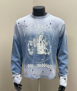 เสื้อยืดคอกลมผู้ชาย ผ้าฝ้าย 100% 240 GSM แขนยาว ทรงหลวม สไตล์วินเทจ พร้อมคุณภาพการพิมพ์แบบซันเฟดและสกรีน - Product Image 1