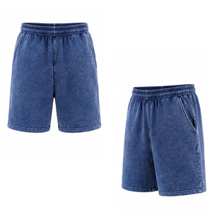<b>Mens</b> Acid Wash Sporty Solid Eco-Friendly Heavyweight Cotton <b>Fleece</b> <b>Shorts</b> Vintage Streetwear Gym Casual Relaxed Fit Custom - Product Image 6