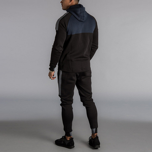 Survêtement à capuche pour homme, color-block, manches longues, fermeture éclair, poches latérales, coupe classique, style sportif, pour l'automne - Product Image 2