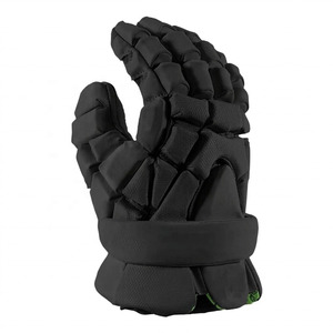Black Ice Hockey Gloves with White <b>Straps</b> <b>Buckle</b> Closure Durable Leather Material Non-Slip Blade P92 Length 120cm Adult Size - Product Image 1
