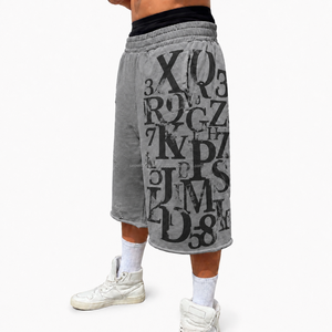 Shorts en molleton de coton haute densité OEM/ODM avec empiècements contrastants sur les côtés, coupe ample et oversize, style streetwear, imprimés graphiques pour hommes - Product Image 4
