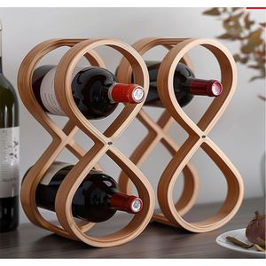 Countertop <b>Wine</b> <b>Rack</b> 6 Bottles Tabletop <b>Wine</b> Holder Metal <b>Wine</b> Display Stand with Rustic Wood Base Kitchen Bar Counter Organizer - Product Image 2