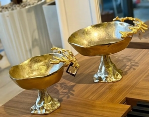 Bol de service alimentaire en aluminium poli, feuille d'or, décoratif, personnalisé avec logo, certifié CE, écologique, de luxe moderne, en stock pour les fêtes - Product Image 6