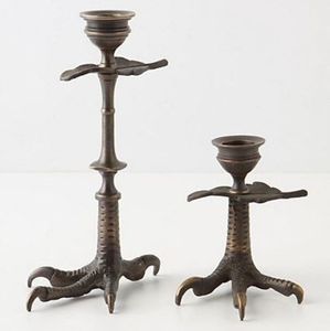 Ensemble de bougeoirs en aluminium en forme de patte de corbeau pour Halloween, support de bougie en forme de griffe d'oiseau, centre de table gothique fait main - Product Image 6