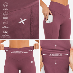 X Sports City Women's High Waist Full Length Gym & Workout <b>Leggings</b> Solid Color <b>Seamless</b> Four-Way Stretch Pants With Pockets OEM - Product Image 4