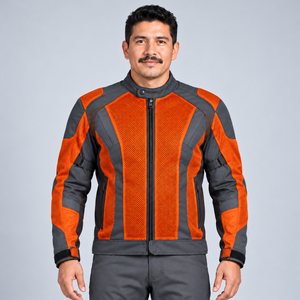 Chaqueta de malla para motocicleta con inserciones protectoras extraíbles, construcción ventilada, mangas ergonómicas y opción de talla personalizada - Product Image 1