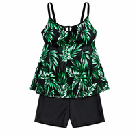 Set Baju Renang Tankini Plus Size Custom OEM ODM dengan Logo Depan, Halter, High Cut, dan Cetakan Menarik untuk Wanita