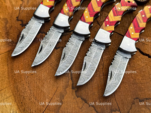 UA Supplies Industrial Grade Factory Direct Damascus Steel Folder Pocket Knife Hand Forged Back <b>Lock</b> Custom Logo 1 Year Warranty - Product Image 5