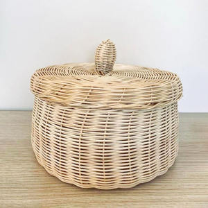 Mini caja de ratán estilo boho para guardar joyas, contenedor con tapa, organizadores de escritorio y tocador. - Product Image 5