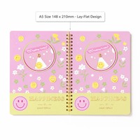 Carnet à spirale floral, reliure métallique durable, couverture rigide, 60 feuilles, couverture joyeuse pour l'école, le bureau et la prise de notes