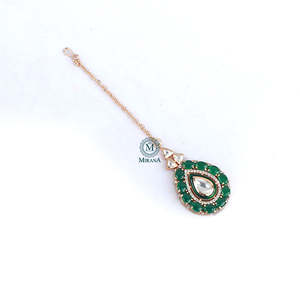 Morya Emerald Green Polki Maangtika-Cultural Collectible Jewelry - Product Image 3