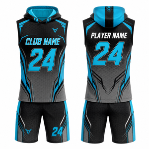 Ensemble de maillots de basket-ball personnalisés MEGAMAPLE en spandex sublimé, noir, turquoise, gris, 24, respirant, unisexe adulte, uniformes ODM - Product Image 1