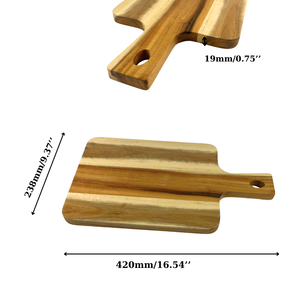 Planche à découper en bois d'acacia avec rainure pour les jus et poignée, planche à hacher en bois massif pour la préparation culinaire, fabricant OEM en gros - Product Image 5