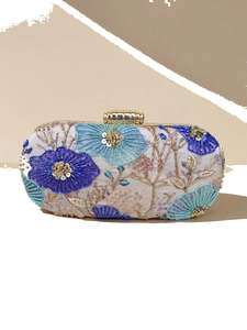 Pochette élégante à imprimé floral brodé pour femme, sac à main pour soirée, mariage, fête - Product Image 6