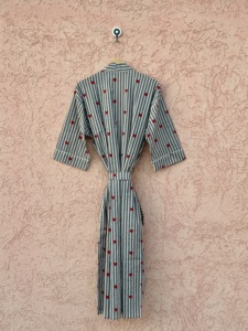 Cotton Kimono <b>Robe</b> Striped Heart Print Loungewear Summer Spring Long Sleeve V-neck Boho <b>Beach</b> Gown - Product Image 6