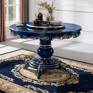 Tavolo da Pranzo Rotondo di Lusso con <span class=keywords><strong>Lazy</strong></span> <span class=keywords><strong>Susan</strong></span>, per Hotel e Ristoranti, in Legno Massello e Marmo, Arredamento su Misura OEM - Product Image 3