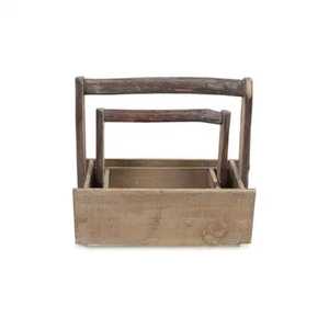 Modern Square Wooden Waterproof Portable Cutlery Caddy Dual Handle Flatware Organizer Kitchen Utensil Holder <b>Tabletop</b> <b>Storage</b> - Product Image 1